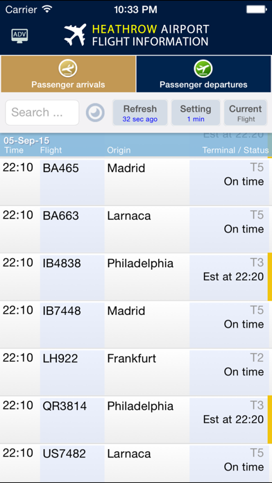 Heathrow Airport - Flight Info. Screenshot 1