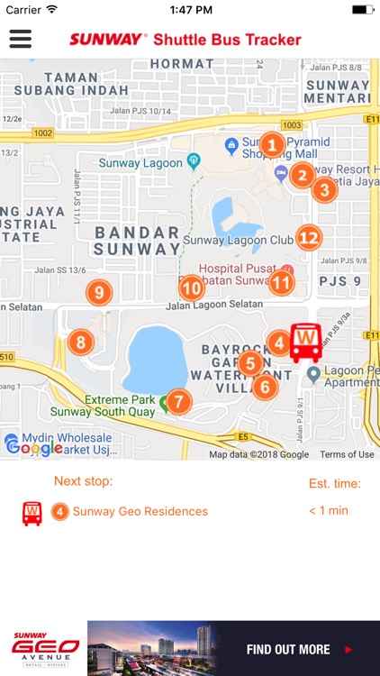 Sunway Shuttle Bus Tracker