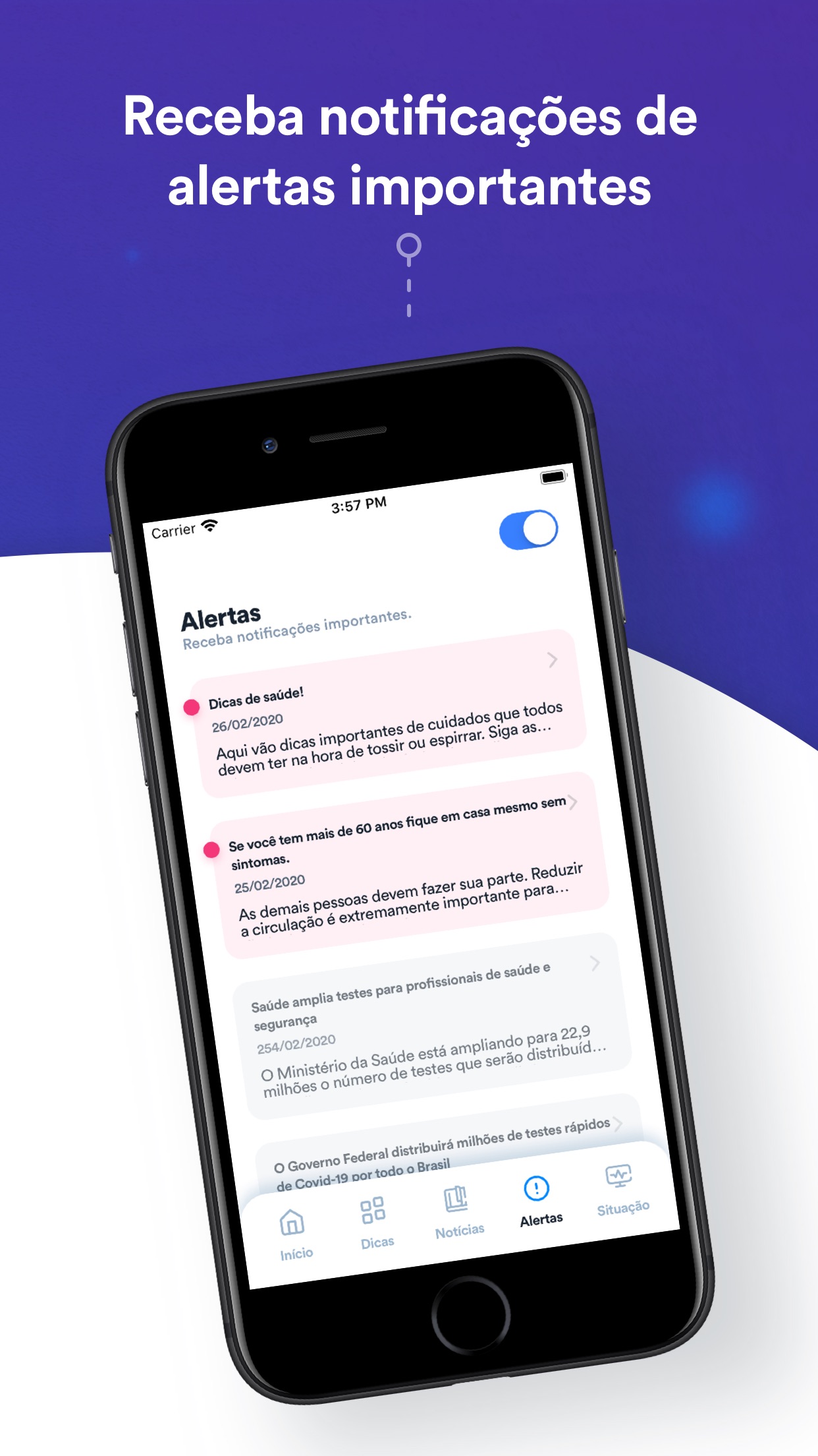 Screenshot do app Coronavírus - SUS