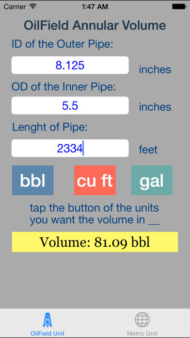 How to cancel & delete OilField Annular Volume Pro from iphone & ipad 1