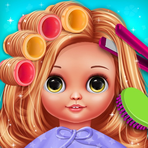 Cute Girls Doll Hair Salon Icon