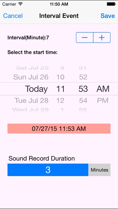 Sound Record Event Screenshots