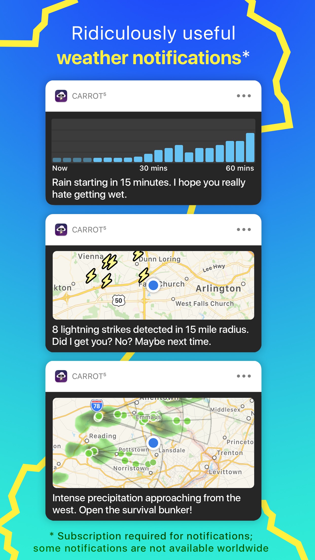 Screenshot do app CARROT Weather