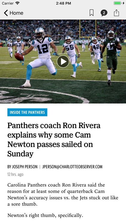 News for The Carolina Panthers