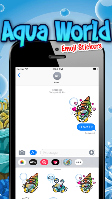 Aqua World Emoji Stickers screenshot 2