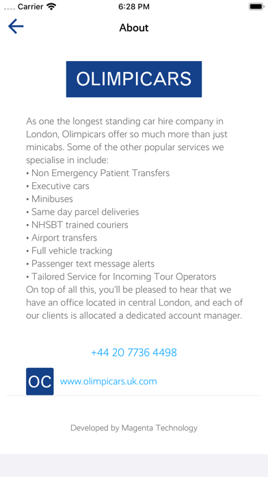 Olimpicars London minicabs screenshot 4