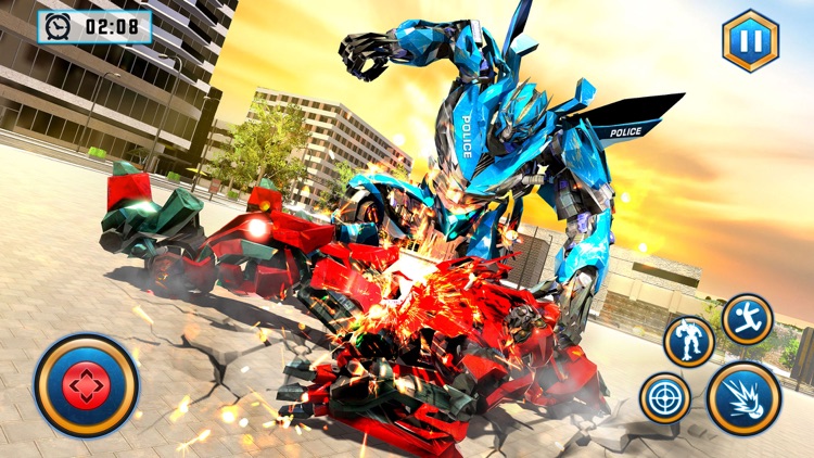 Police Car Chase Robot War