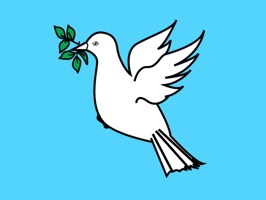 A dove holding an olive branch is used to symbolize peace