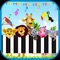 This piano game for kids has a virtual piano keyboard where each key produces a unique bird or animal sounds