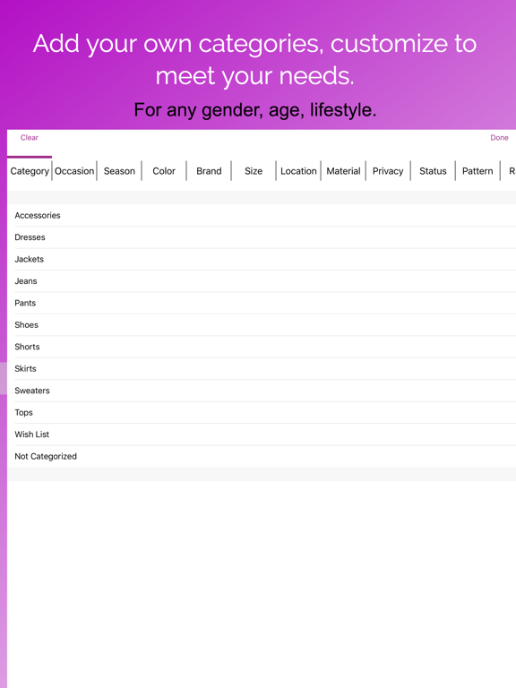 iPad Image of Pureple Outfit Planner