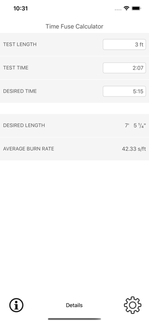 Time Fuse Calculator