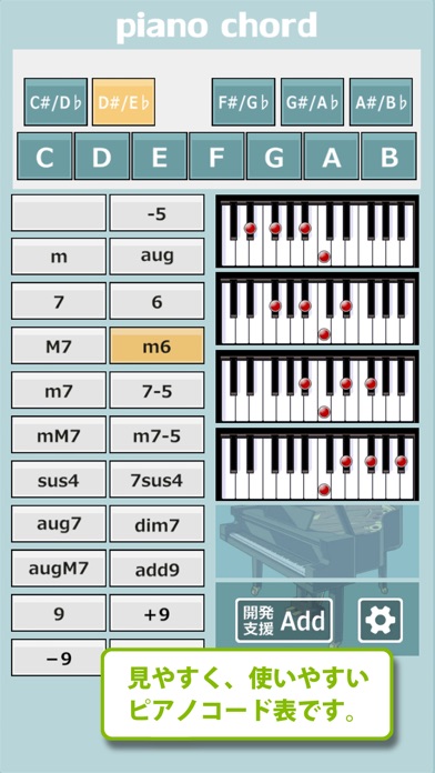 使いやすい、素早く確認できるピアノコード表アプリ screenshot1