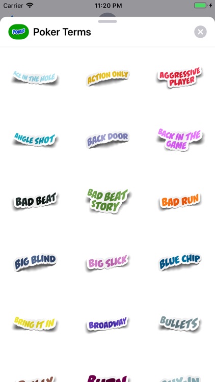 Poker Terms Sticker Pack