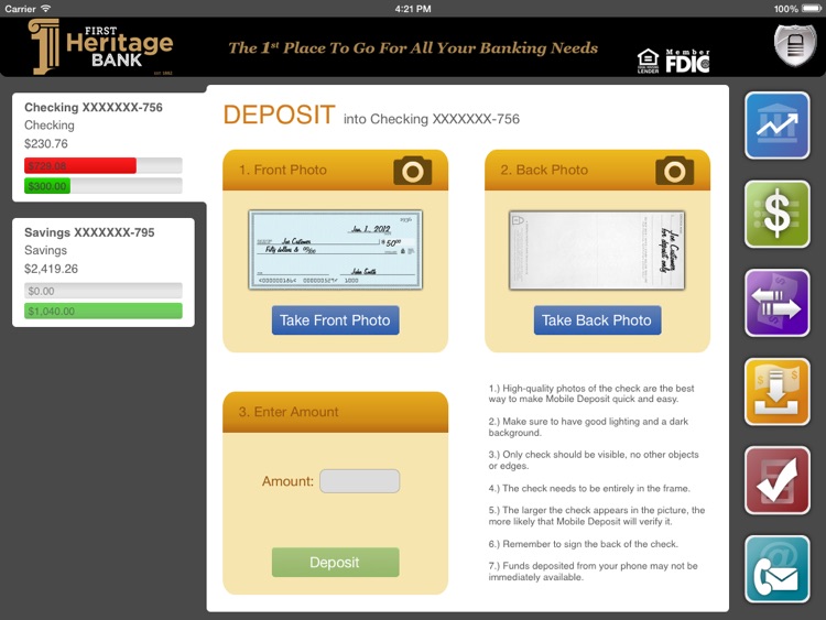 First Heritage Bank for iPad