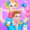 This handsome father is very busy today because he needs to take care of her lovely new born girl baby hardly
