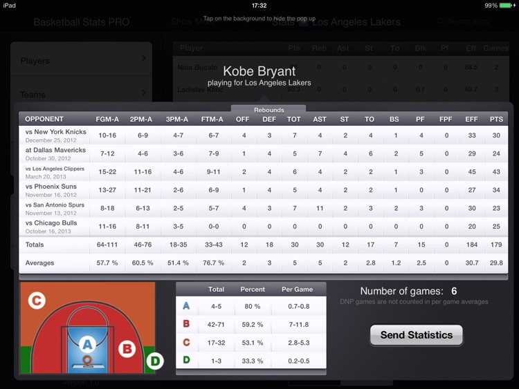 Basketball Stats PRO Lite screenshot-1