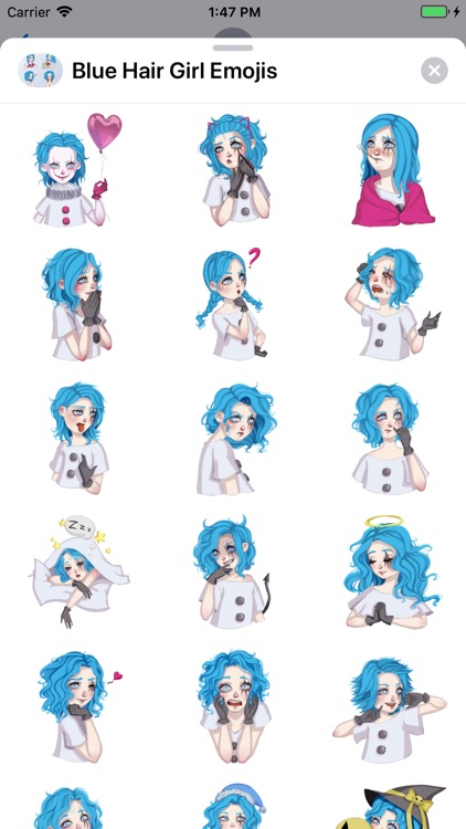 Blue Hair Girl Emojis