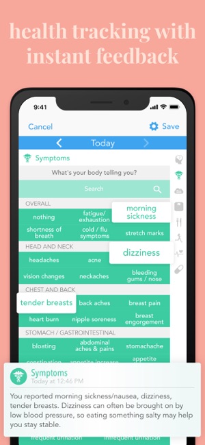 pregnancy symptom tracker app