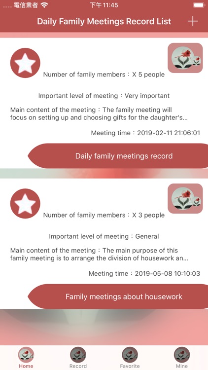 Daily Family Meetings Record