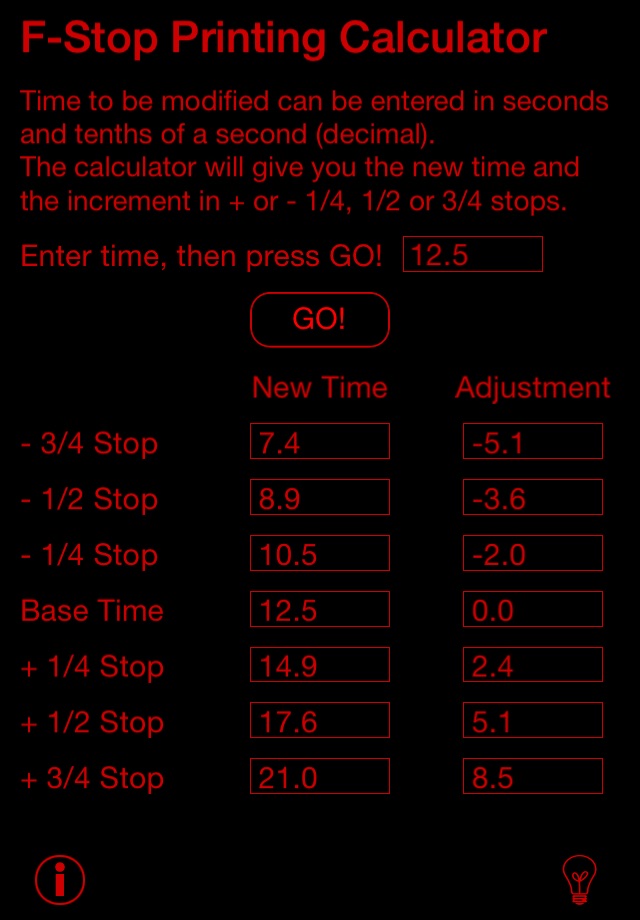 f-Stop Printing Calculator screenshot 2