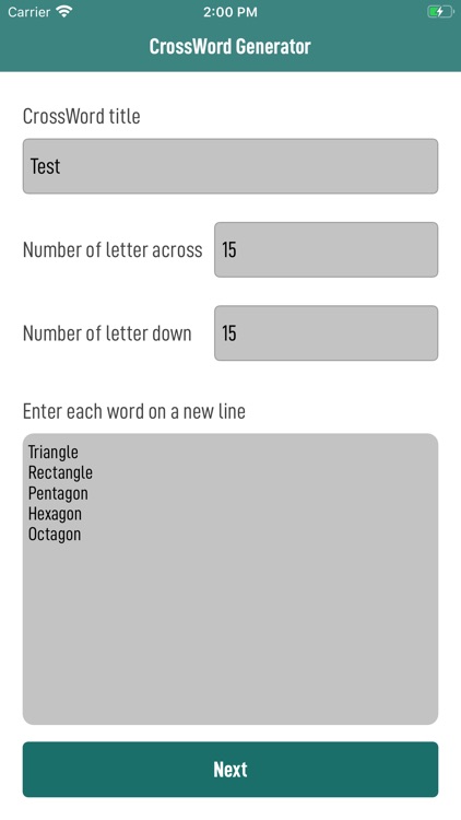 CrossWord Puzzle Generator