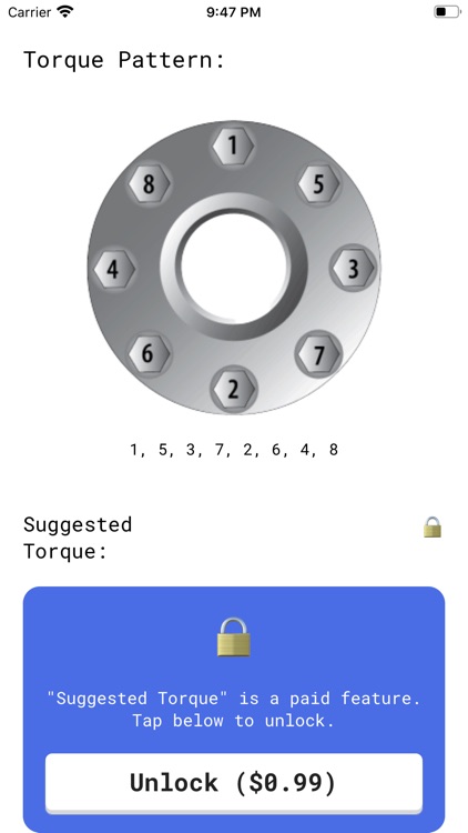 Flange Bolt Size & Torque