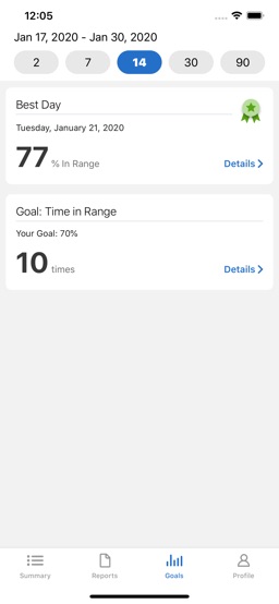 Dexcom Clarity app screenshot
