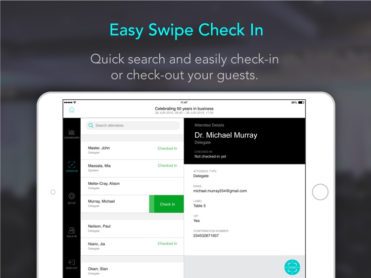 Event check-in Guest list app