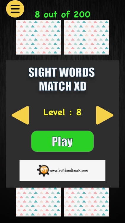 Sight Words Memory Match