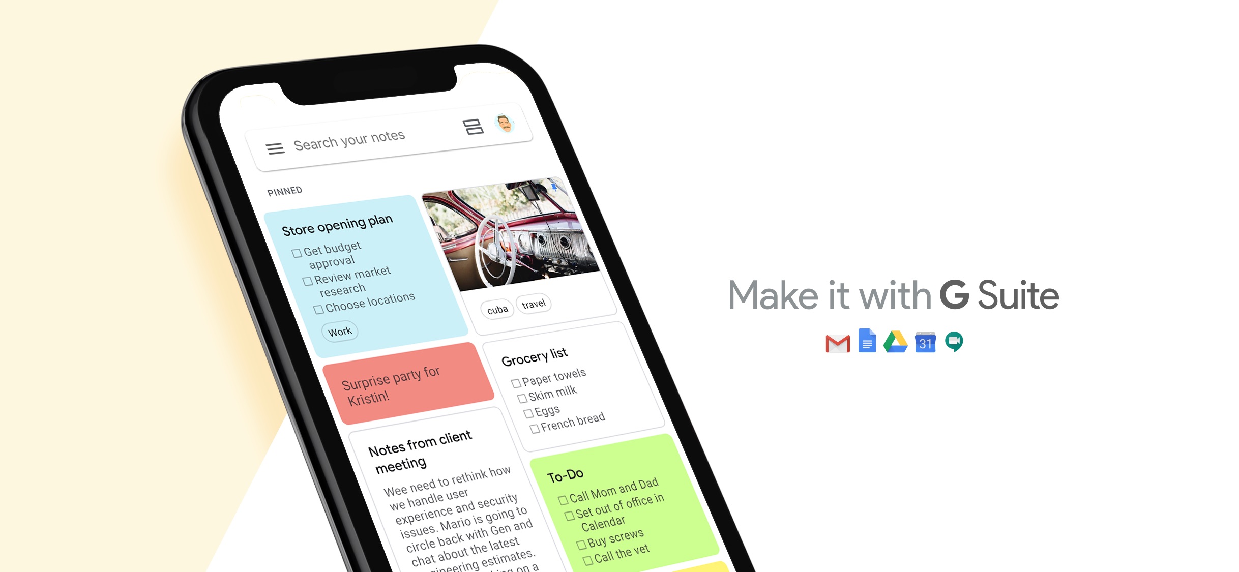 Screenshot do app Google Keep: notas e listas
