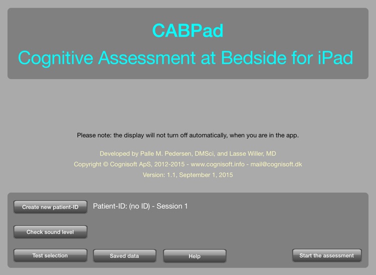 CABPad Neuropsychological Test