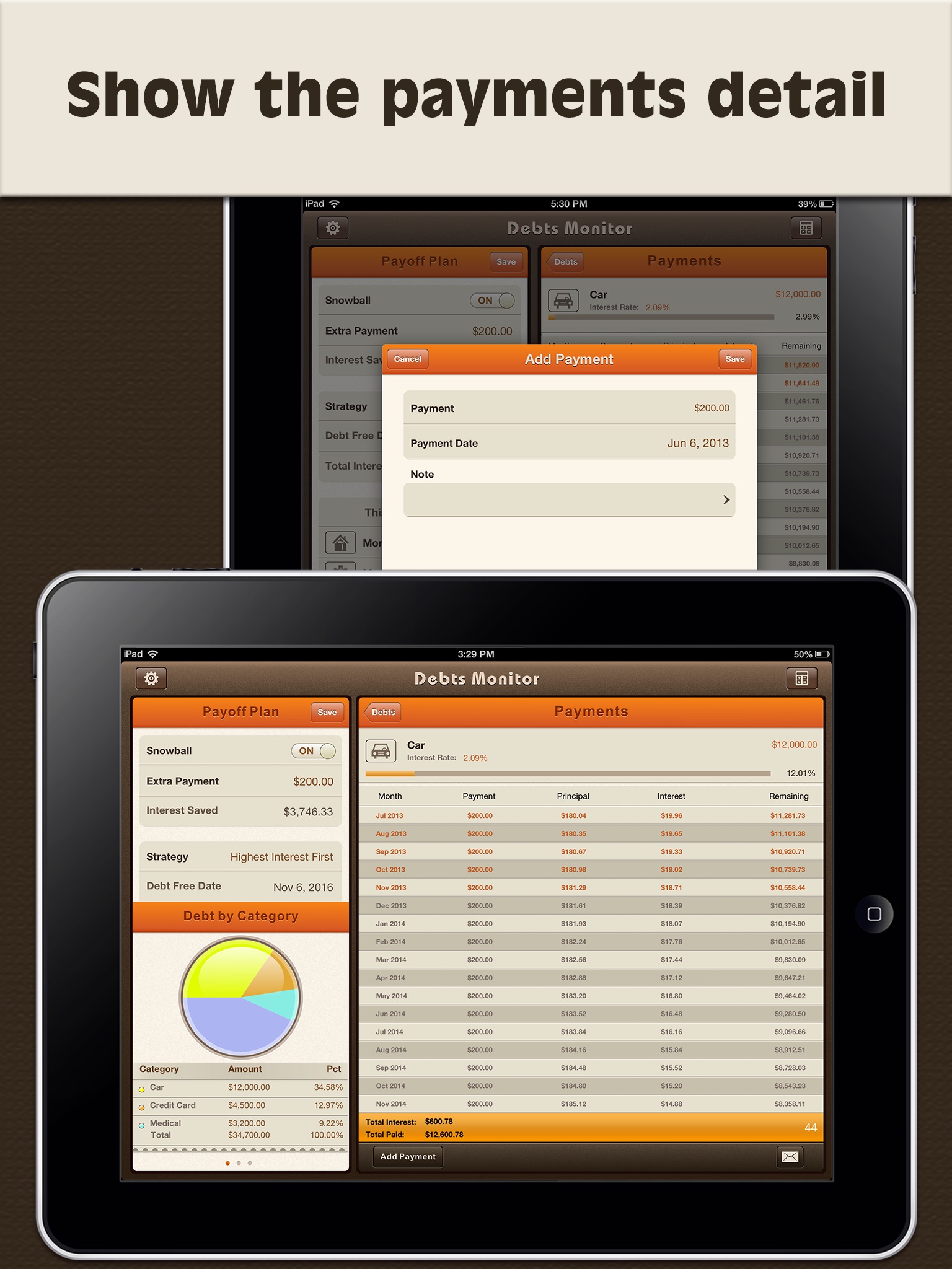 Debts Monitor for iPad screenshot 2