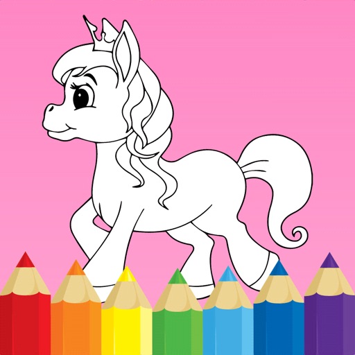 Coloring book Unicorn & Horses Icon