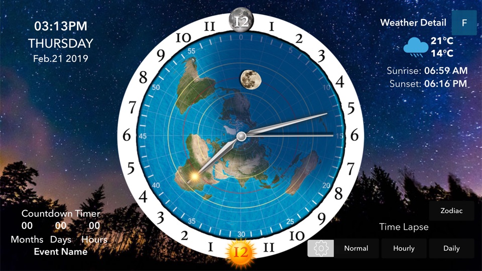 Screenshot #1 for Flat Earth Sun & Moon Clock