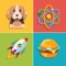 ● Guess Logos and Icons of Foods, Animals, Emojis, Flags, Travel places, Home stuffs, Numbers, Words and more while playing this free word quiz game