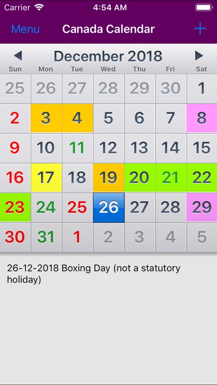 2019 Canada Calendar NoAds