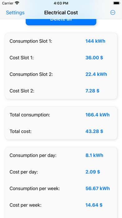 Electrical Cost screenshot 2