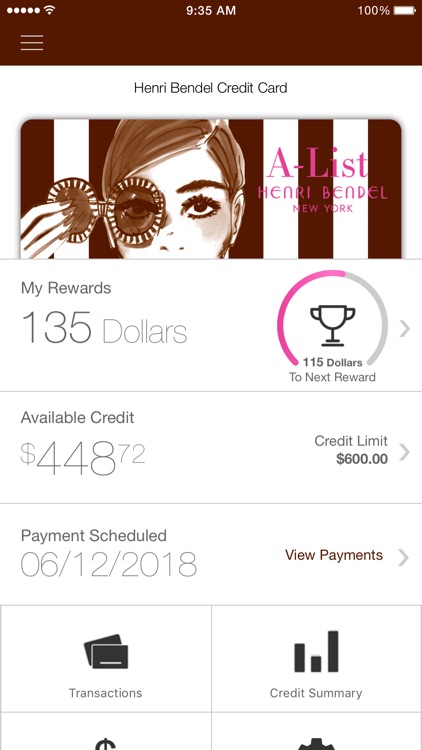 Henri Bendel A-List Card App