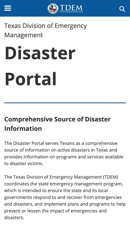 TDEM Disaster Portal