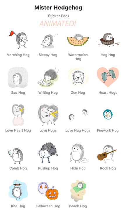 Mr. Hedgehog Animated Stickers