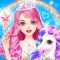 Princess unicorn dress up game is girls' favorite makeover salon & dress up games of ice princess and her rainbow unicorn little pony