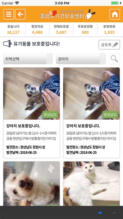 종합유기견보호센터-전국유기동물찾기 온라인통합네트워크 screenshot 4