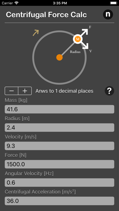 Centrifugal Force Calculator screenshot 4