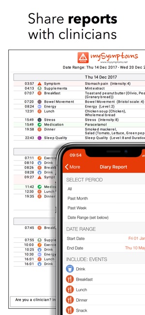 mysymptoms food diary on the app store screenshots