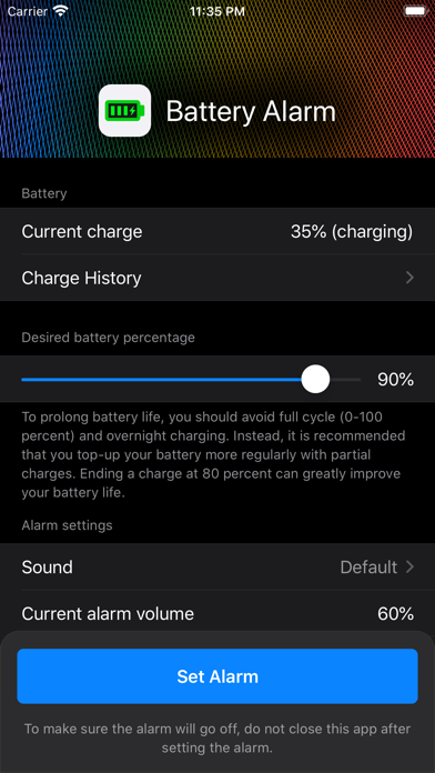 Battery Charge Alarm screenshot 2