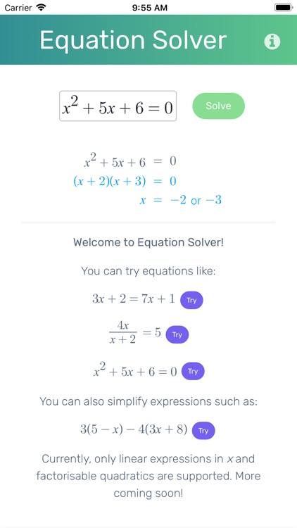 Blutick Equation Solver