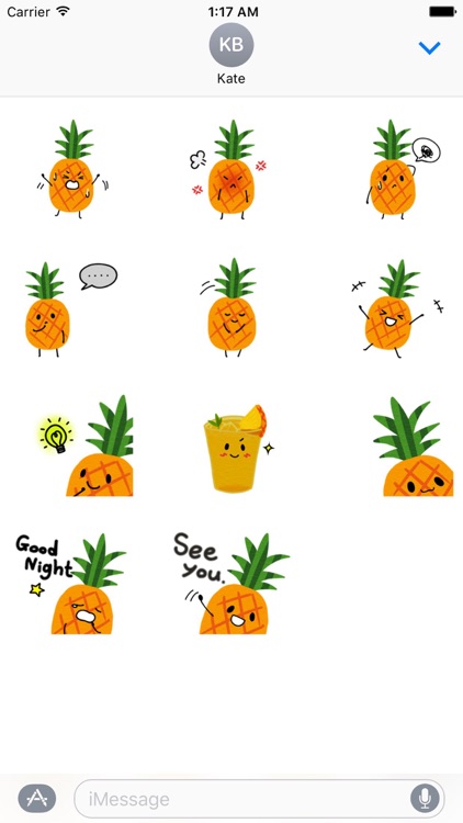 Cute Pineapple Emoji Sticker