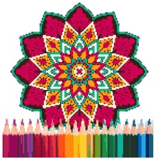 Activities of Mandala Pixel Art Coloring