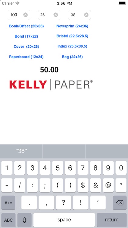 Kelly Paper M to Basis Weight