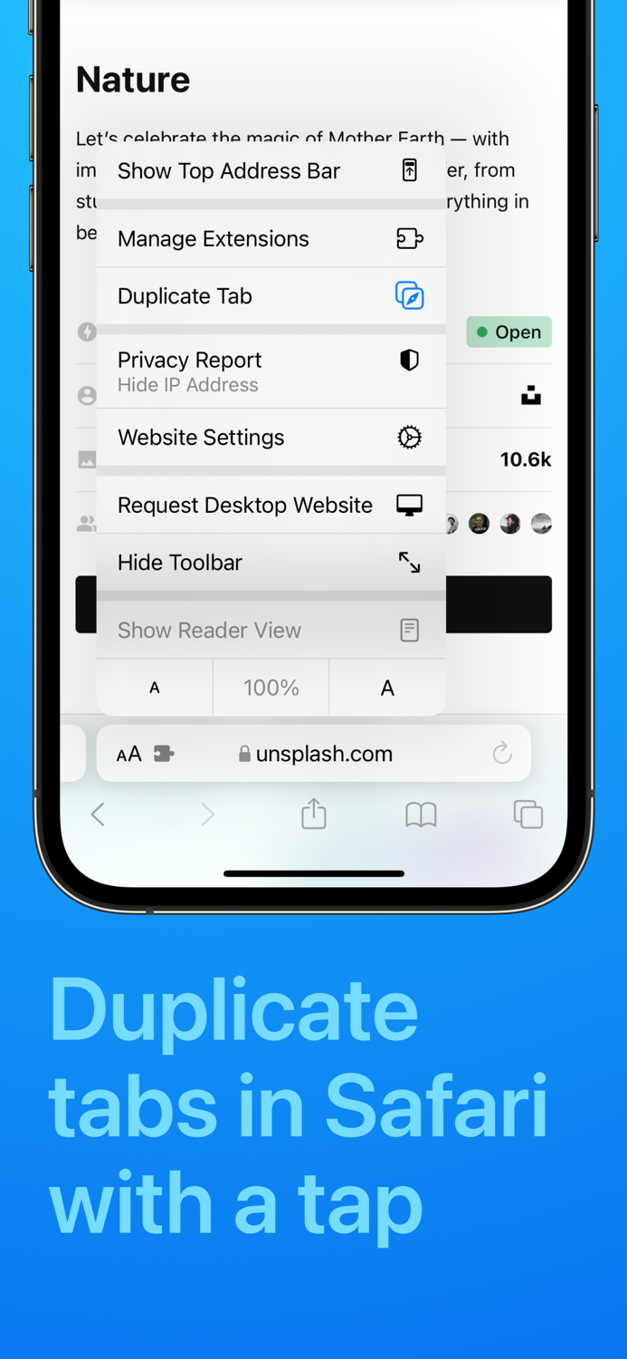 Duplicate Tab for Safari